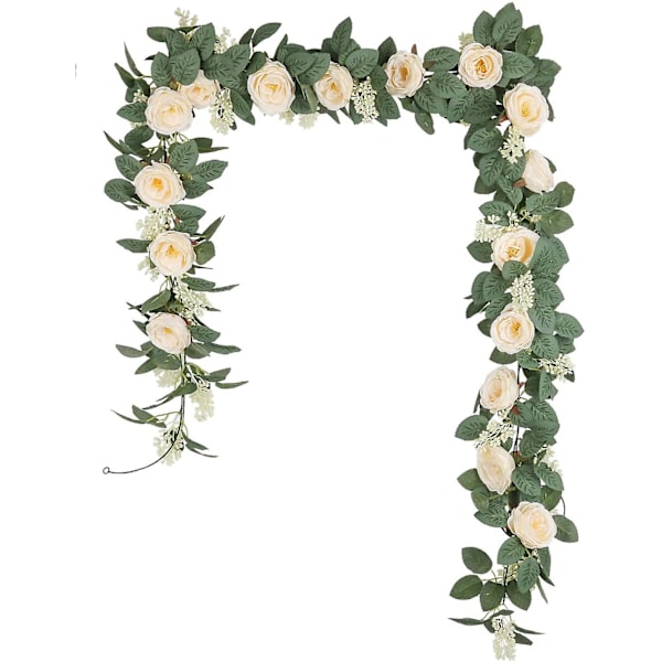 2 stk kunstige champagne rose kranser med eføyblader kunstig rose kunstig blomst hengende kompatibel