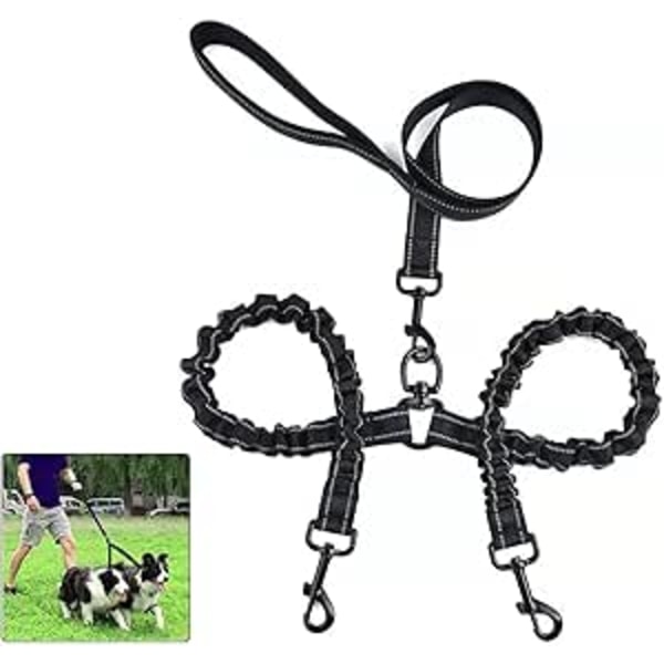 Dobbelt hund 360° flokefritt kobbel for 2 hunder Dobbelt hundkobbel