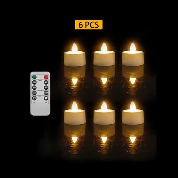 Flammefrie LED telys med fjernkontroll og timer for hjemmeinnredning og bryllup 6-pack Remote