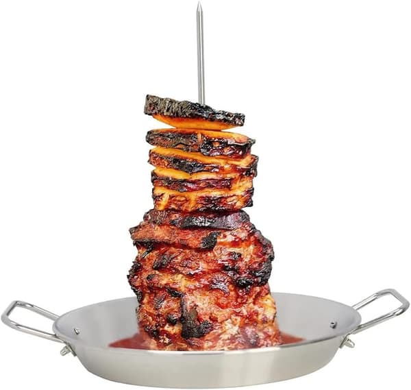 Grillstativ i rustfrit stål, lodret spyd til grillning