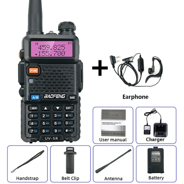 Baofeng UV-5R VHF UHF Dubbelbands Walkie Talkie Komradio Jaktradio 800