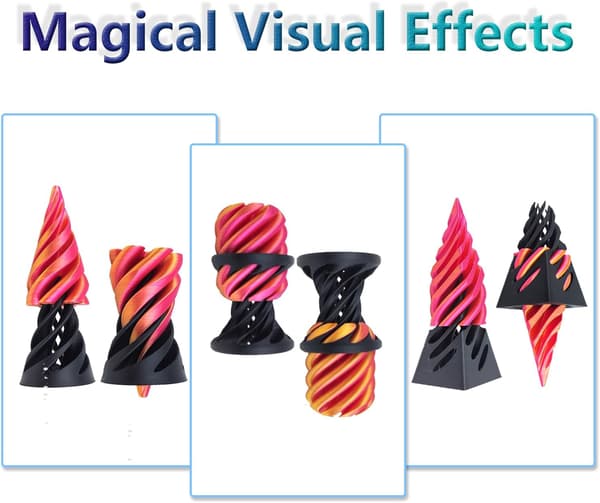 3 st 3D-printede spiralformede fidget-legetøj, umulig pyramide lige skulptur, stressreducerende legetøj