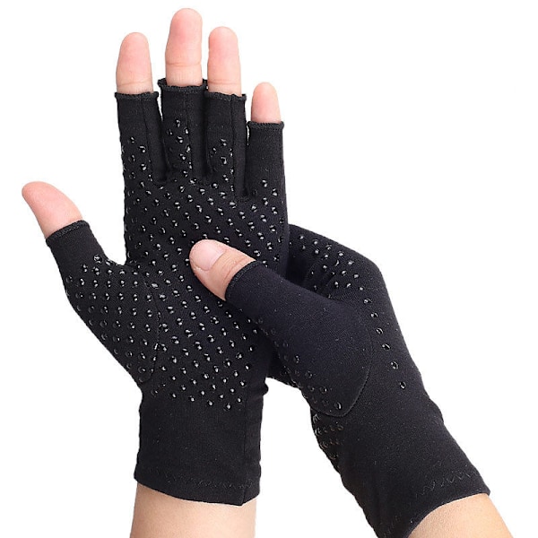 Fingerløse Kompressionshandsker, 1 Par Sort Sort S