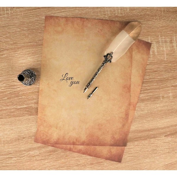 100 ark vintage papper Absofine Old Casanova Medeltida brevpapper DIN A4 Dubbelsidigt 100 g