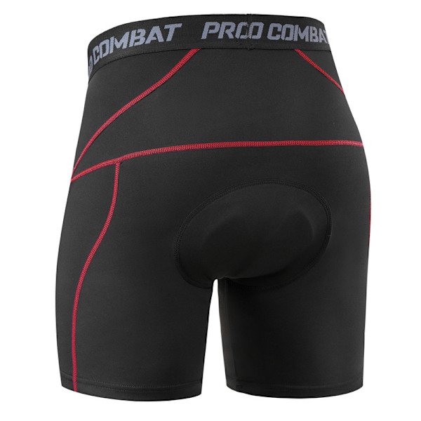 Herrcykelbukser 3D-polstrede MTB cykelbukser åndbare Sort-Rød Black-Red 2XL