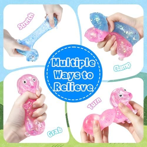 2-pak taks squishy, gravhund squishy glitter taks langsom stigning fidget til angstlindring stressbold til børn og voksne blød