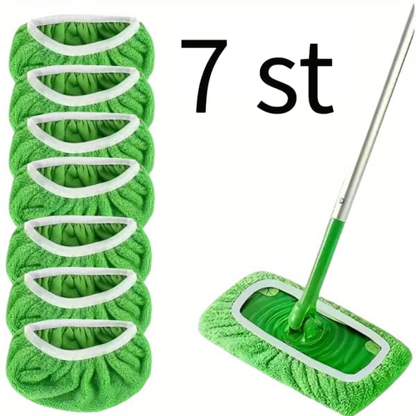 Återanvändbara mikrofibermoppdynor, 7-pack för våt- och torrengöring Green 7 pcs