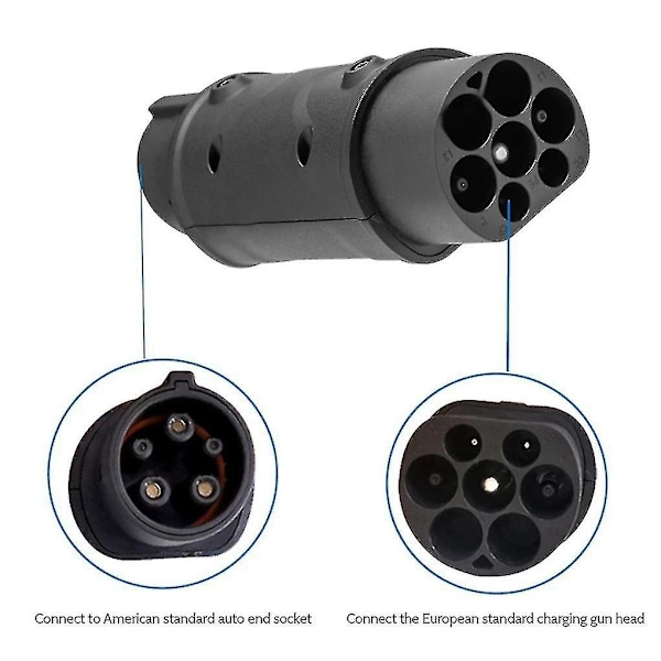 SAE-adapter IEC 62196 Typ 2 till J1772 Typ 1 för laddning av elbilar