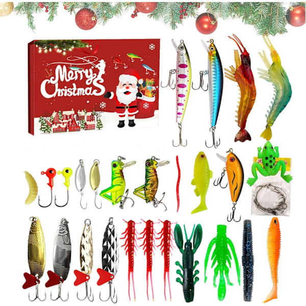 Fiske-Adventskalender | 24-dagars fiskebete-set, 2024 jul/advent fiskebete-set för vuxna, män, tonåringar 780B