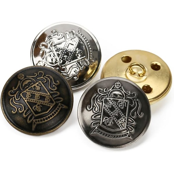 Retro metalliset koristepainikkeet takkiin tai hameeseen, ompelutarvikkeet, 12 kpl, kulta, kulta, 15 mm