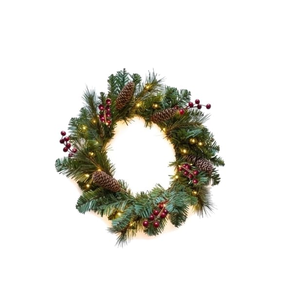 Dekorativ julekrans med lys til hoveddøren 30 cm