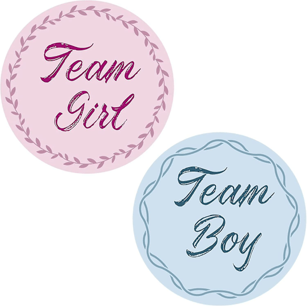 40 Sukupuolen paljastus -tarraa, Team Boy Team Girl pyöreät etiketit sininen vaaleanpunainen [GPA]