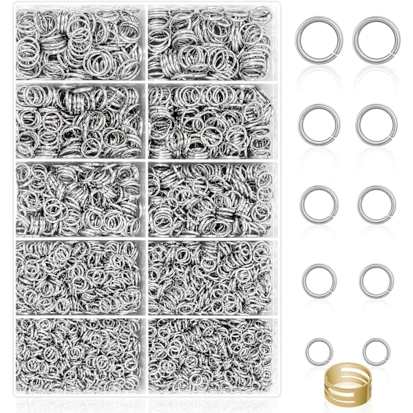 DIY Smyckestillbehör 4600 Öppningsbara och Stängda Ringar för Smyckestillverkning Silver