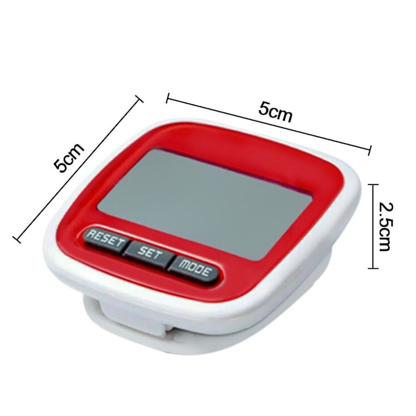 LCD Skridttæller Skridt Kilometertæller RØD Red