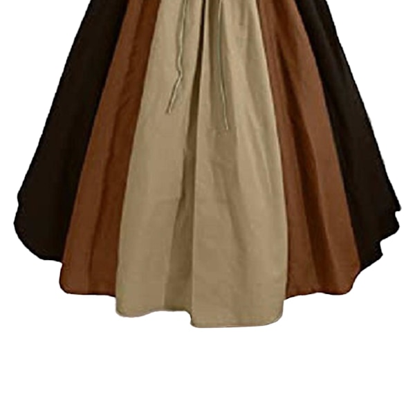 Medeltida kläder dam kortärmad gotisk klänning Khaki Khaki Khaki M