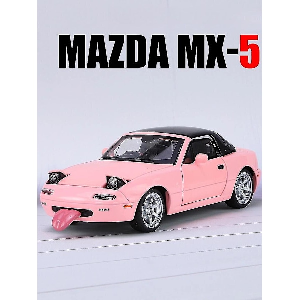 Miniatyr Mazda MX-5 Støpt Modell med Lyd & Lys, Lekerbil med Åpningsbare Dører for Barnesamling [GPA] Red