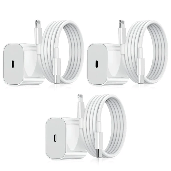 iPhone Oplader - Hurtigoplader - Adapter + Kabel 20W USB-C[GPA] 3Pcs