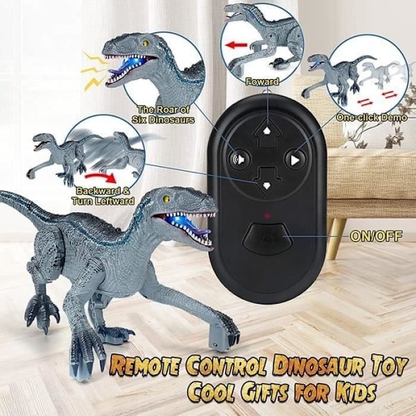 Kaukosäätimellä ohjattava dinosauruslelu Radio-ohjattava robotdinosaurus ohjaimella Lahja lapsille pojille 3 4 5 6+ vuotta