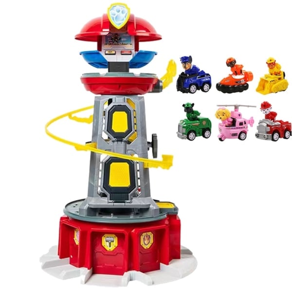 Paw Patrol Torn Stor Stort Torn Canina Utsiktsplats Modell Leksaksset Hundar Fordon Actionfigur för Pojke Barn Födelsedagspresent