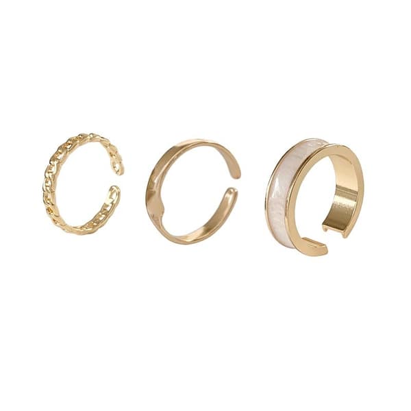 3 stk enkle tåringer for kvinner, hypoallergene fingerringer, min-FA11-