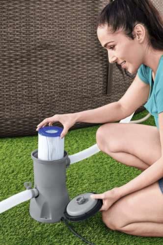 BESTWAY Filterpumpe 3028 l/t – Poolpumpe Model 58386 Blå, Grå 4.22