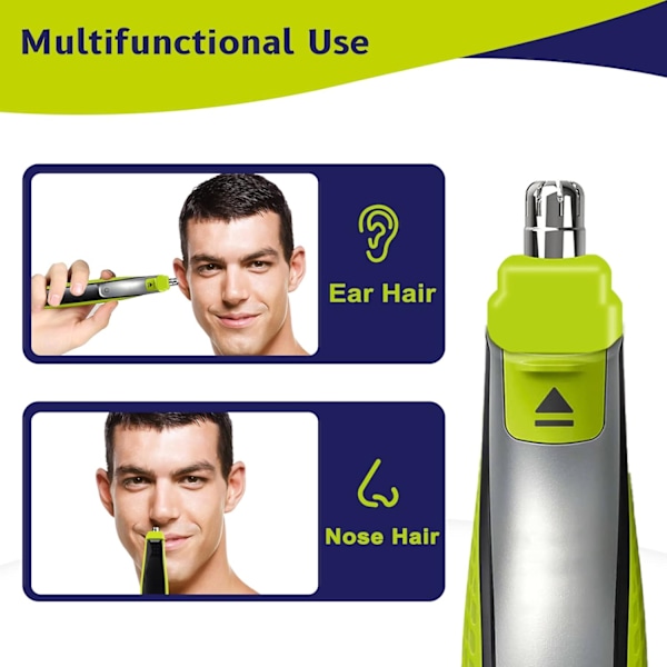3-pack Ersättningshuvuden för Näs-, Öron- och Ögonbrynstrimmer Kompatibel med QP2520 QP2630 QP2724 QP2834 Rakapparater Nose Hair Trimmer Green