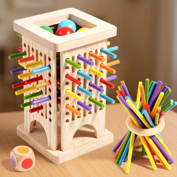 Træpindepuslespil til familiesjov og hjerneudvikling New Pull Stick Toy