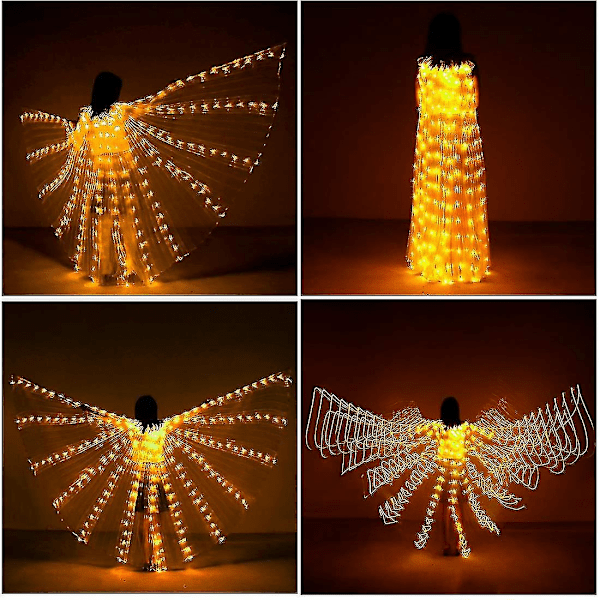 LED Lysande Stora Vingar Vuxen Varmt Ljus Gyllene Vinge Fjärilskappa Bar Performance Fluorescerande Rekvisita, Halloween Dekoration Kläder