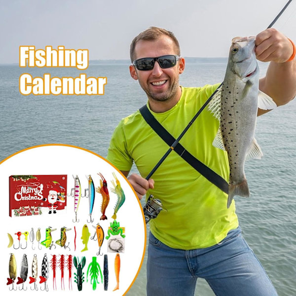 Fiske-Adventskalender | 24-dagars fiskebete-set, 2024 jul/advent fiskebete-set för vuxna, män, tonåringar 780B