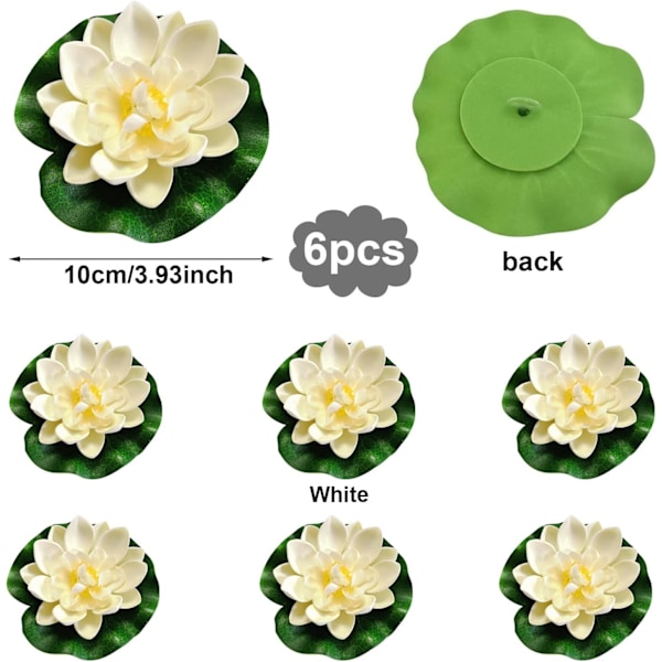 6-pack Flytande Blommor, Lotus Vattenliljor, Konstgjorda Vattenliljor, Skumdekoration, Flytande Vattenliljor