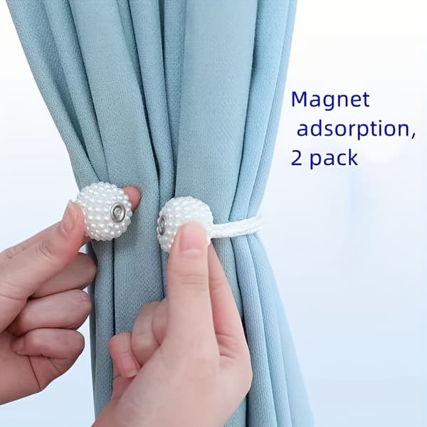 Magnetiske gardinholdere med perlekugledesign, 2-pak 【rosa】 2 st