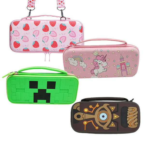 Opbevaringsetui til Nintendo Switch OLED, Switch OLED spilkonsol beskyttelsestaske med rem og skulderstrop Slate bag (My World)