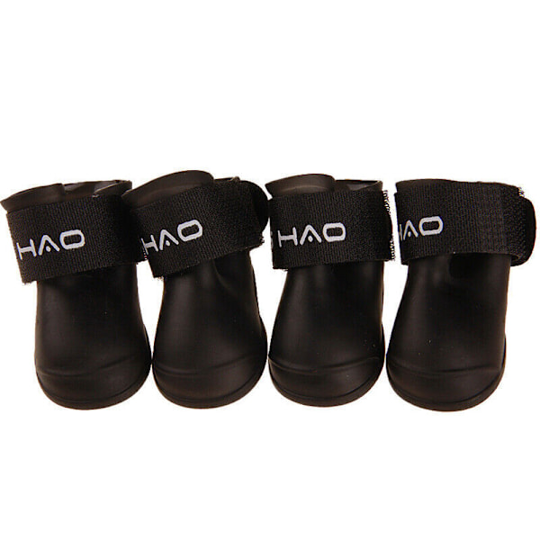 Husdjur Hund Vattentäta Skor Anti-Halk 4PCS Regn Stövlar Svart Black XL