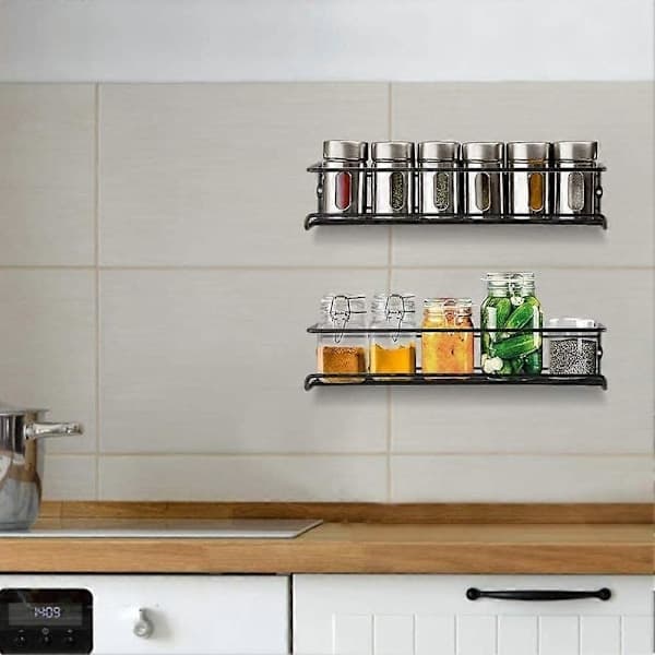 2-pack Metal Spice Rack Wall Mounted Kitchen Organizer Single Shelf 2025 New