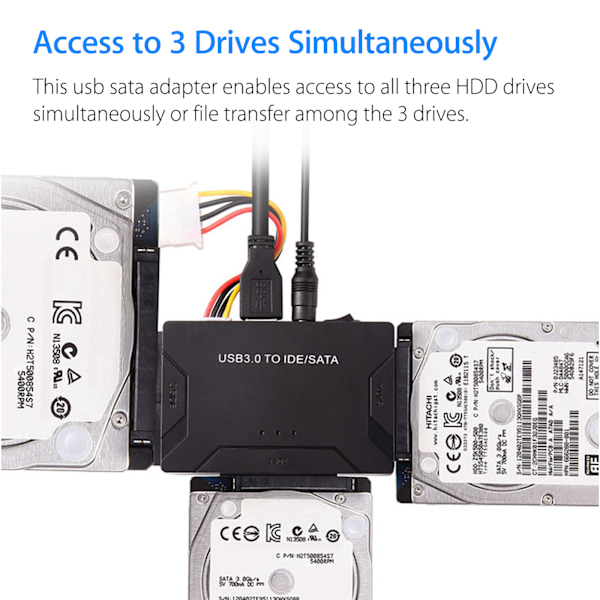 USB IDE-adapter USB 3.0 til SATA IDE-harddisk-konverteringskombination