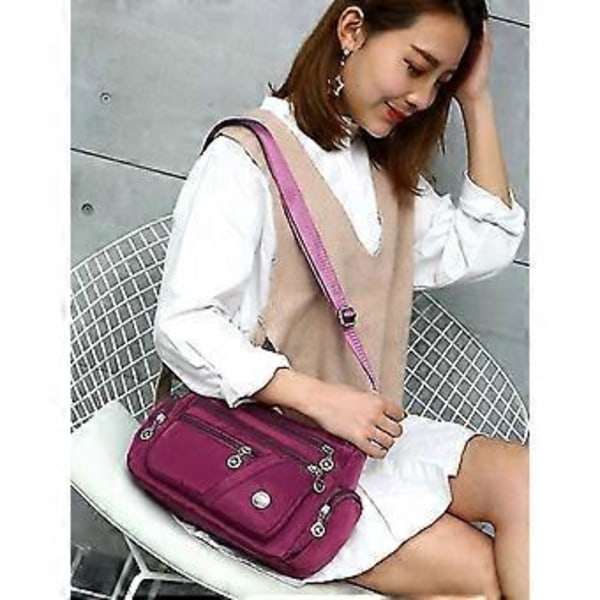 Dame Skuldertasker Vandtæt Taske Messenger Taske Stor Kapacitet Taske Multi Lomme Crossbody Taske (Sort)[GP]