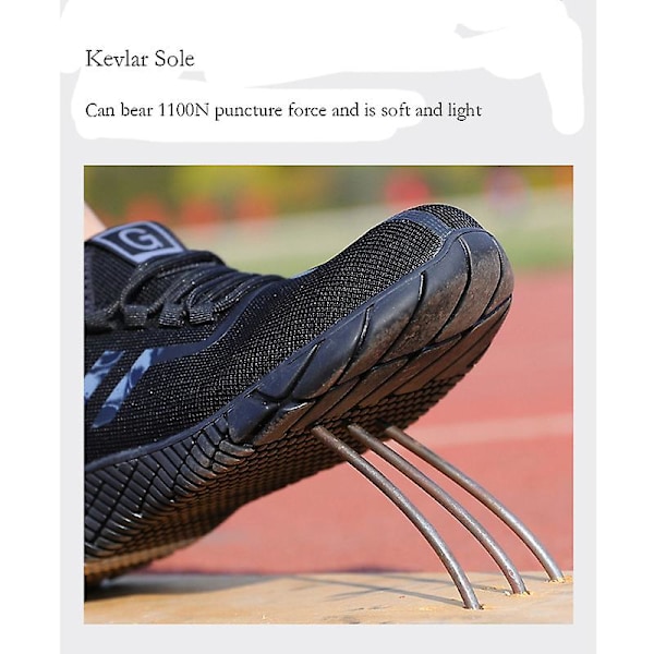Lette, punkteringsresistente sikkerhedssko til mænd Sneakers 3C3019 SortGul BlackYellow 42