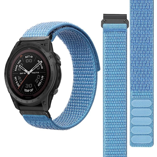 Til Garmin Tactix 7 Pro/Fenix 7X/Fenix 6X Pro 26mm Nylon urrem håndledsrem erstatning Azure, Blu Azure, Sky Blue Style E Other Smartwatch Model