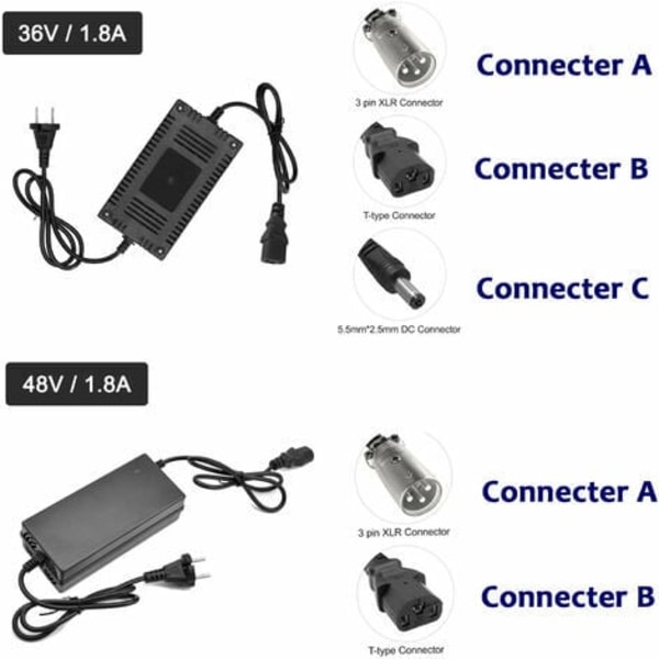 Smart oplader til elcykel og scooter, 36V XLR-hoved (type A-stik)