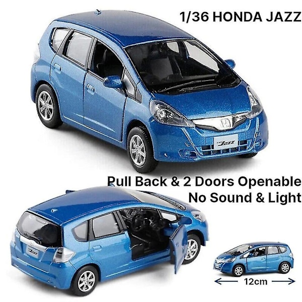 1/32 Honda Fit Jazz Sport Diecast Modellbil med åpningsbare dører, lyd og lys, lekegave til barn[GPA] HONDA JAZZ Blue