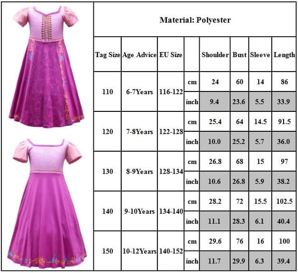 Rapunzel prinsessekjole fest cosplay-kostume til piger 6 - 7-8 år 7-8 Years