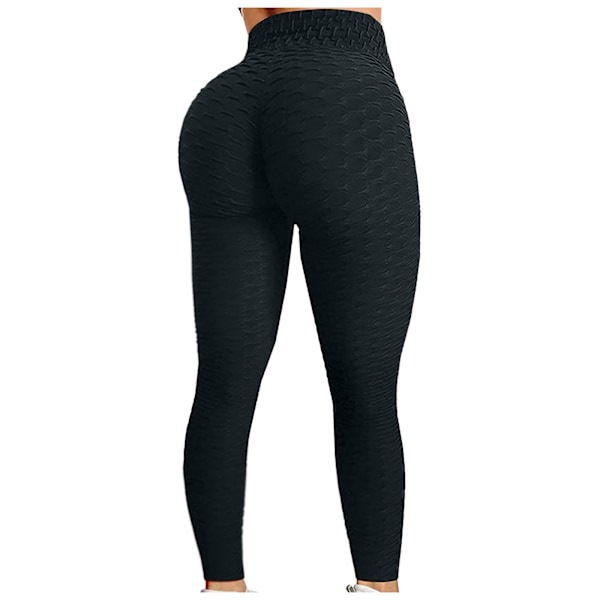 Push Up -leggingsit, urheilulliset, naisten, fitness, korkea vyötärö, joogahousut, musta Black XL
