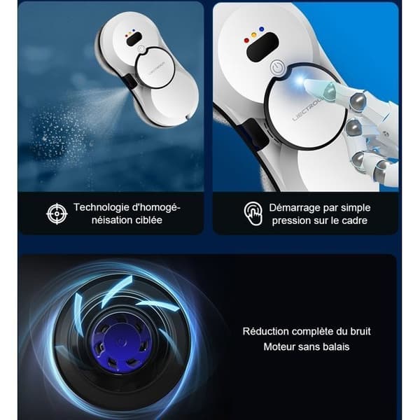 LIECTROUX Robot Window Cleaner HCR-10 White - 2800 Pa - 30 ml Container - Automatic Cleaning - Independent Intelligent Window Cleaning Robot (BT) Vit