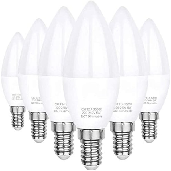 LED-lampa E14, varmvit 3000K, C37 6W (motsvarande 60W halogenlampor), bea...