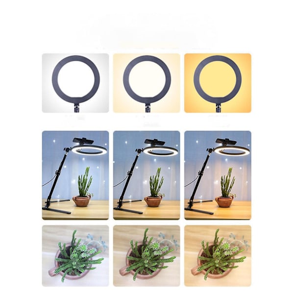 Overhead ramme + 26 cm ring light + robotarm + mobiltelefon bordmontering Lazy Overhead fotografering montering fyldlys (FMY)