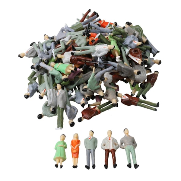100 Assorterte Skalafigurer 1:50 Malte Fargerike Mennesker Passasjerer for Togvogn [GP]