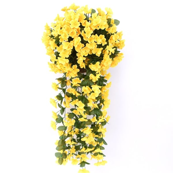 2-pakke kunstige hengende blomsterplanter, flerfarget fiolett blomstrende eføy Wisteria krans Dekor Vakre silkeblomster for innendørs hengende utendørs