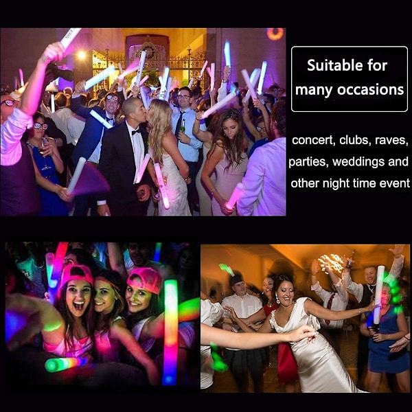Glow Sticks i bulk - 24 LED-skumglowsticks med 3 blinkende moduser