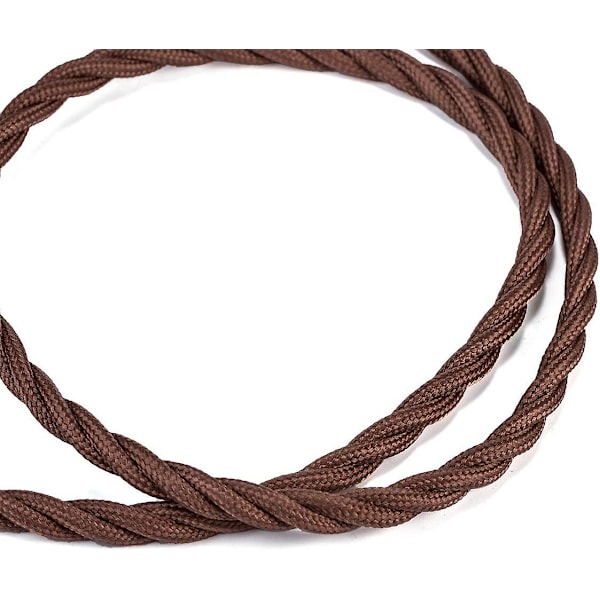 10 meter 3-leder brun flettet elektrisk kabel vintage antik stofbeklædt stof snoet elektrisk ledning til DIY industrielt loftlampe 1 stk Br