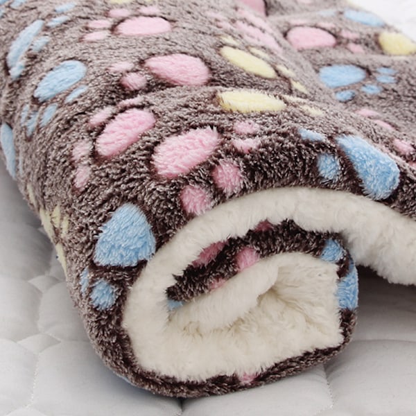 Husdjursfilt Vinter Fleece Katt Hund Valp Säng Madrass Sovande Fotspår footprint 69*52cm